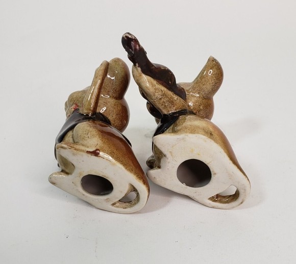 Pair Vintage Ceramic Mice Mouse Figurines Violin Conductor 2.5" Anthropomorphic - Picture 6 of 6